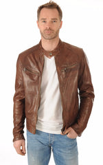 Classic Men’s Brown Leather Jacket SkinOutfit