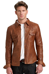 Men Genuine Leather Shirt 16 SkinOutfit