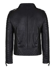 Men Biker Leather Jacket Black SkinOutfit