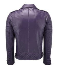 Men Biker Leather Jacket Purple SkinOutfit