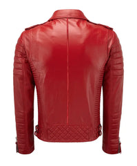 Men Biker Leather Jacket Red SkinOutfit