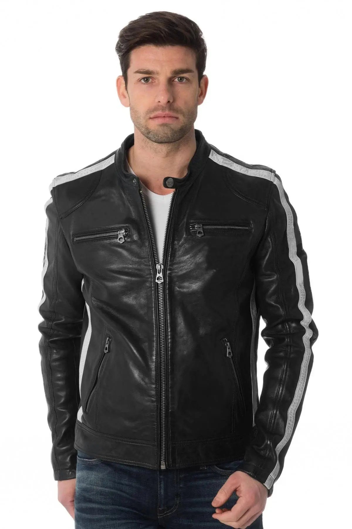 Men Genuine Leather Jacket MJ 26 SkinOutfit