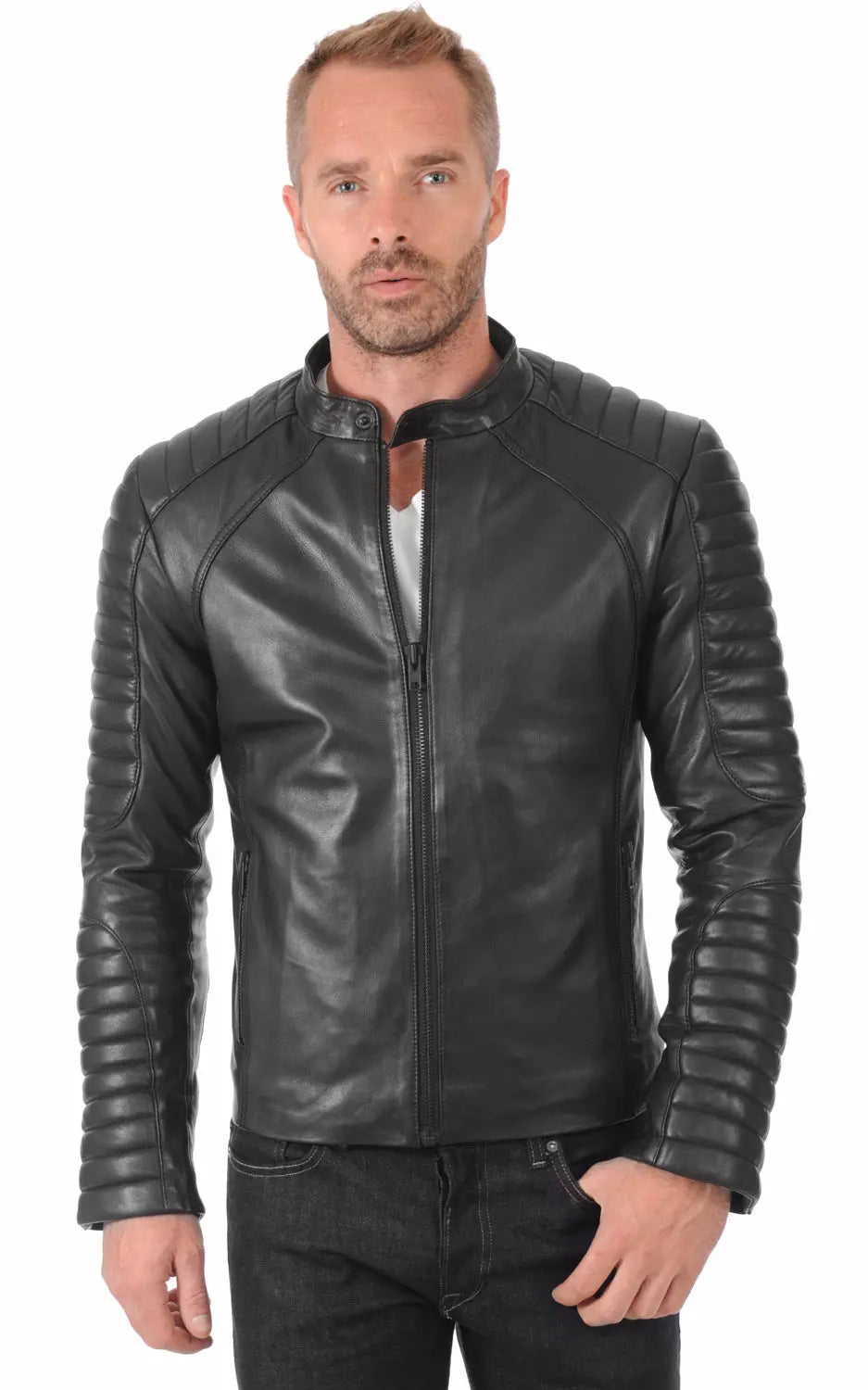 Men Genuine Leather Jacket MJ 30 SkinOutfit