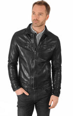 Men Genuine Leather Jacket MJ 45 SkinOutfit