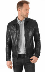 Men Genuine Leather Jacket MJ 45 SkinOutfit