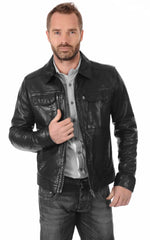 Men Genuine Leather Jacket MJ 48 SkinOutfit