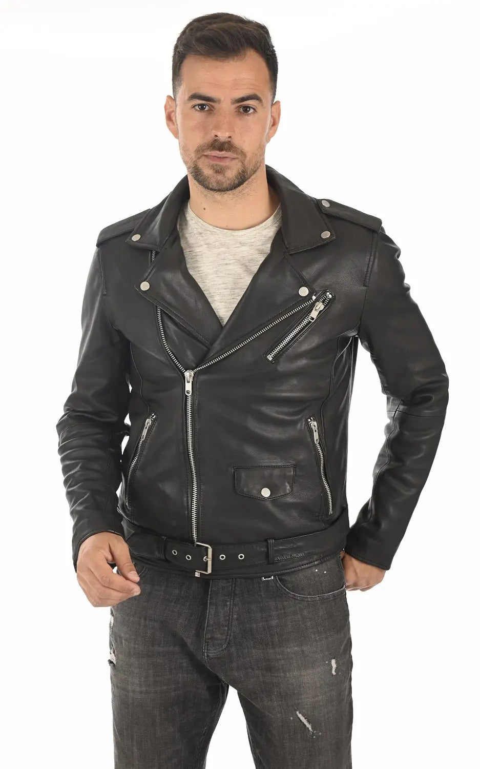 Men Genuine Leather Jacket MJ 54 SkinOutfit