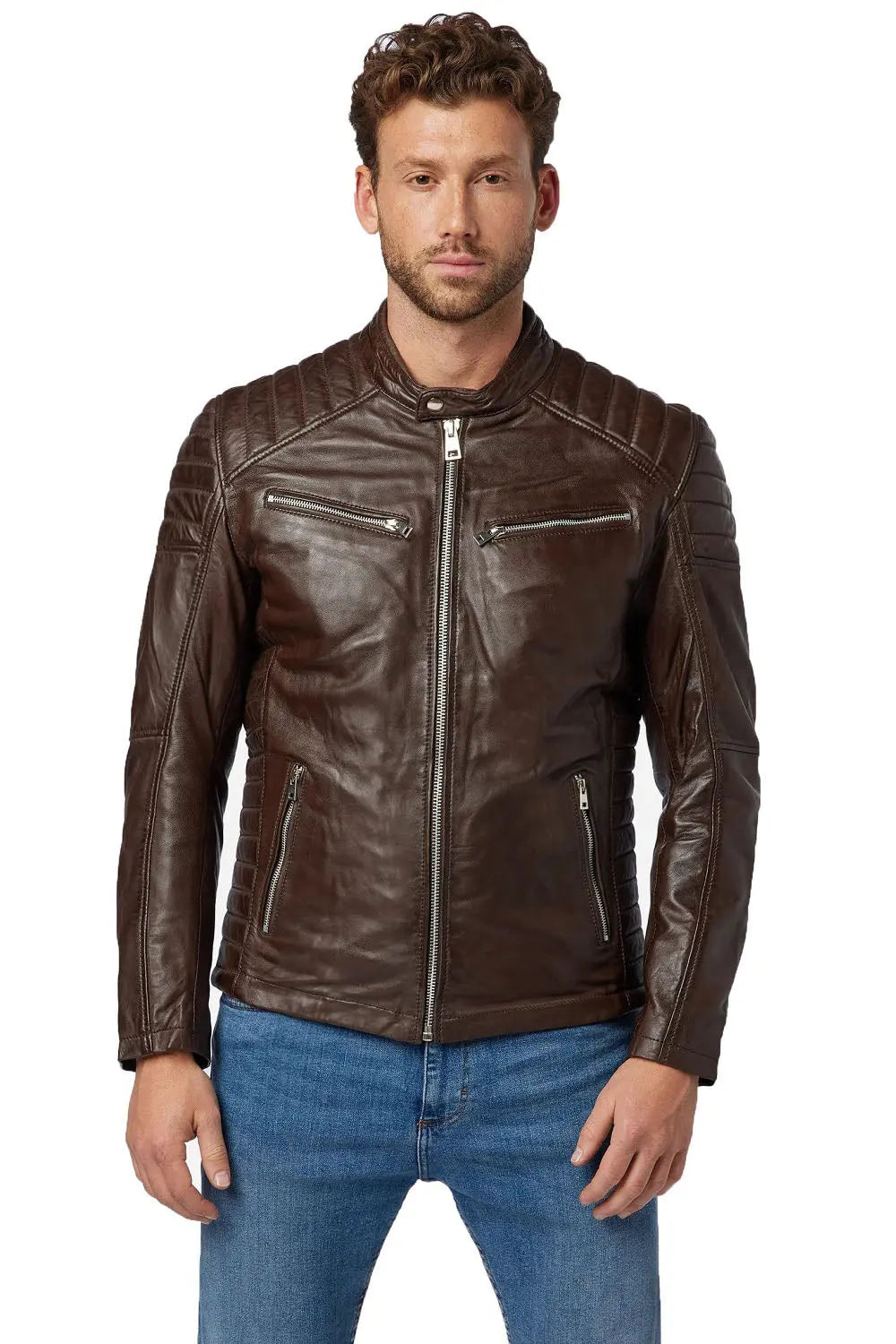 Men Genuine Leather Jacket MJ 55 SkinOutfit