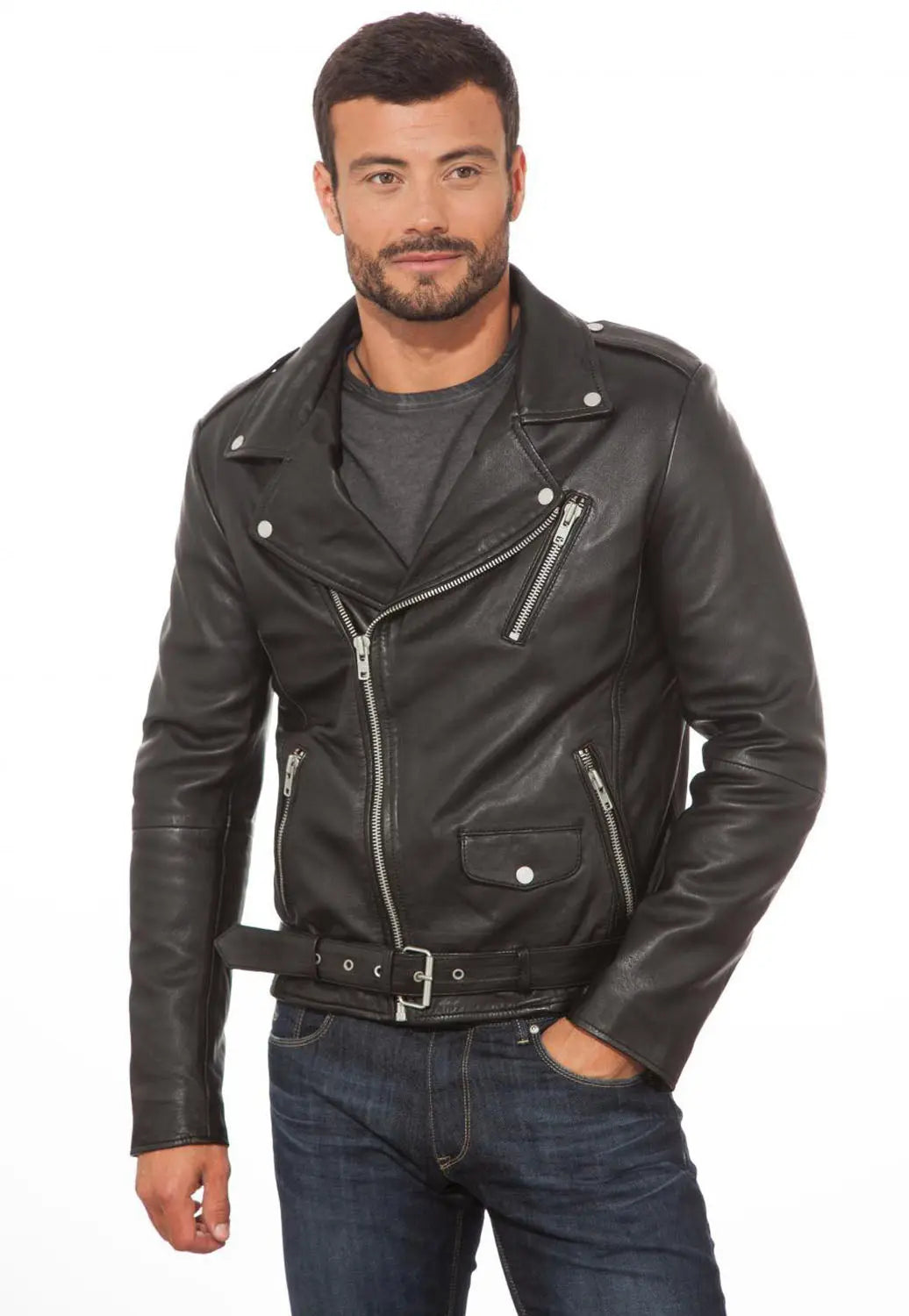 Men Genuine Leather Jacket MJ111 SkinOutfit