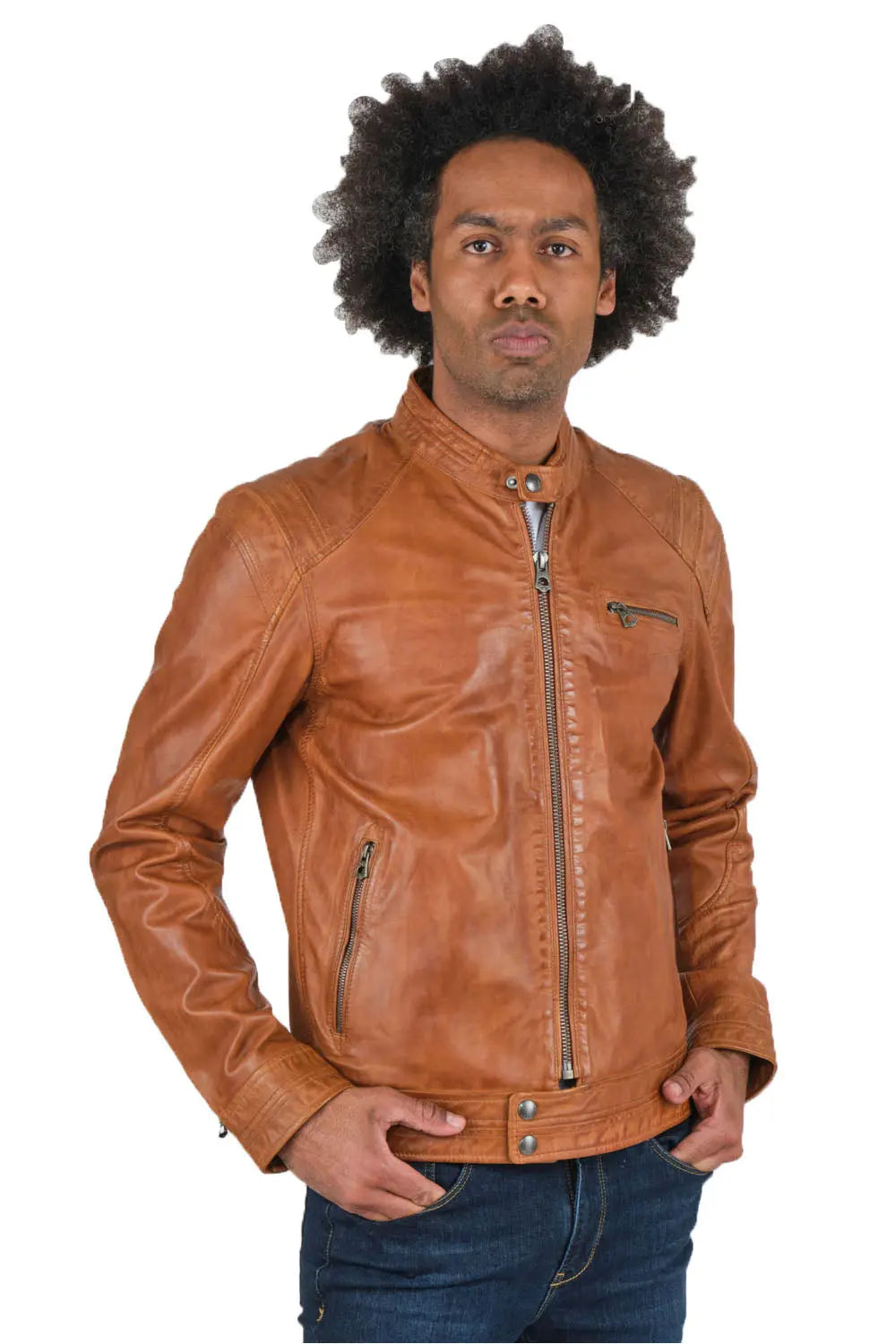 Men Genuine Leather Jacket MJ114 SkinOutfit