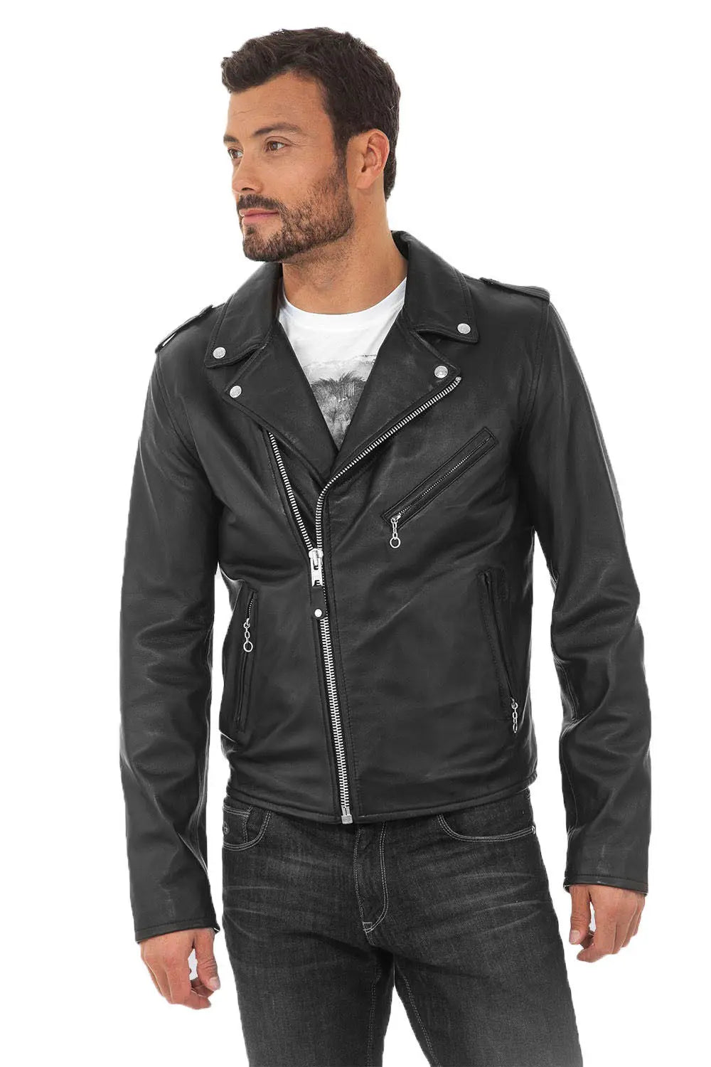 Men Genuine Leather Jacket MJ120 SkinOutfit