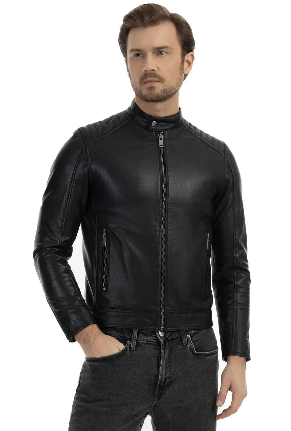 Men Genuine Leather Jacket MJ143 SkinOutfit