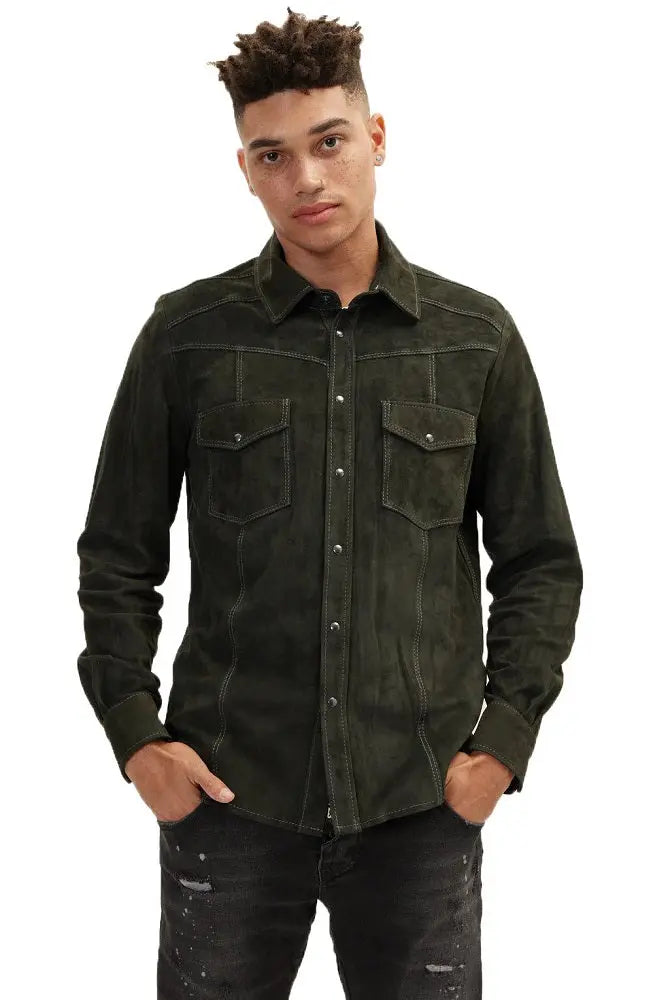 Men Genuine Leather Shirt 03 SkinOutfit