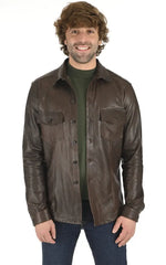 Men Genuine Leather Shirt 05 SkinOutfit