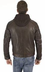 Men Hoodie Leather Jacket with Removable Hood 02 SkinOutfit