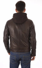 Men Hoodie Leather Jacket with Removable Hood 06 SkinOutfit