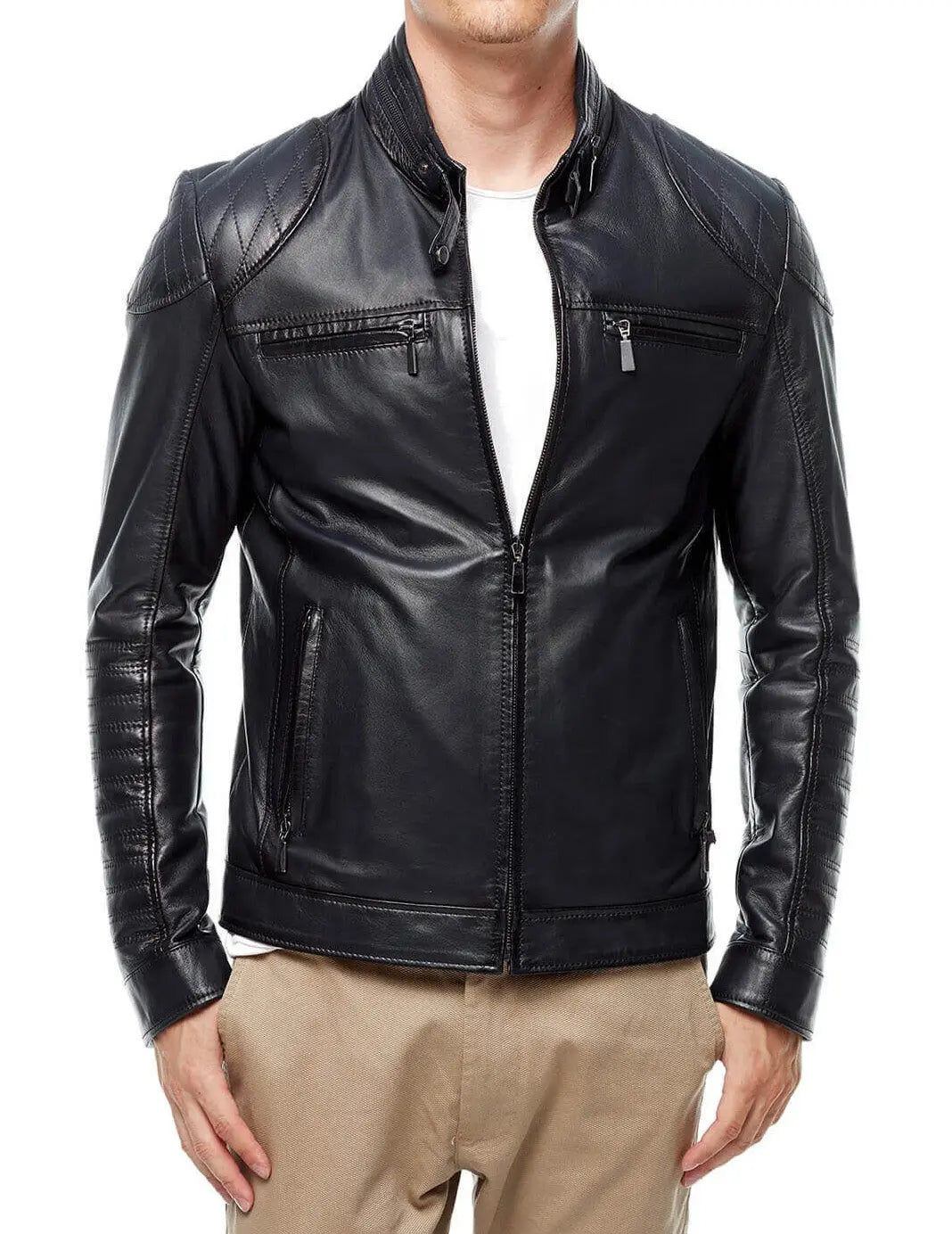 Men Lambskin Genuine Leather Jacket MJ180 SkinOutfit