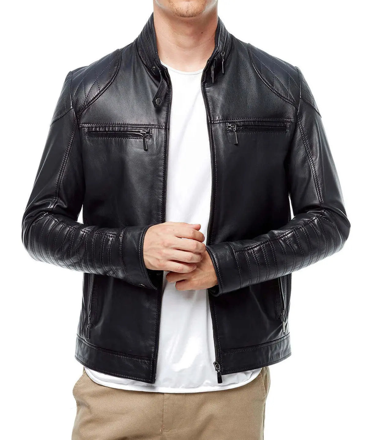 Men Lambskin Genuine Leather Jacket MJ180 SkinOutfit