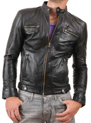 Men Lambskin Genuine Leather Jacket MJ192 SkinOutfit