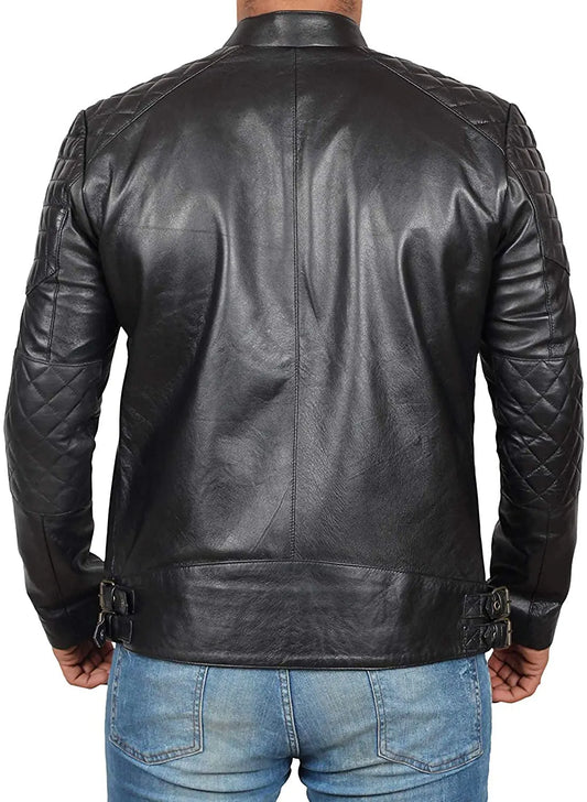 Men Lambskin Genuine Leather Jacket MJ204 SkinOutfit