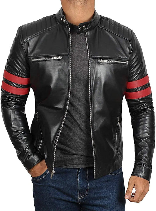 Men Lambskin Genuine Leather Jacket MJ205 SkinOutfit