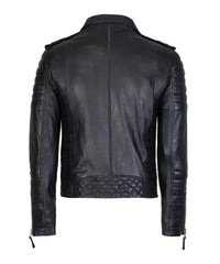 Men Motorcycle Leather Jacket Black SkinOutfit