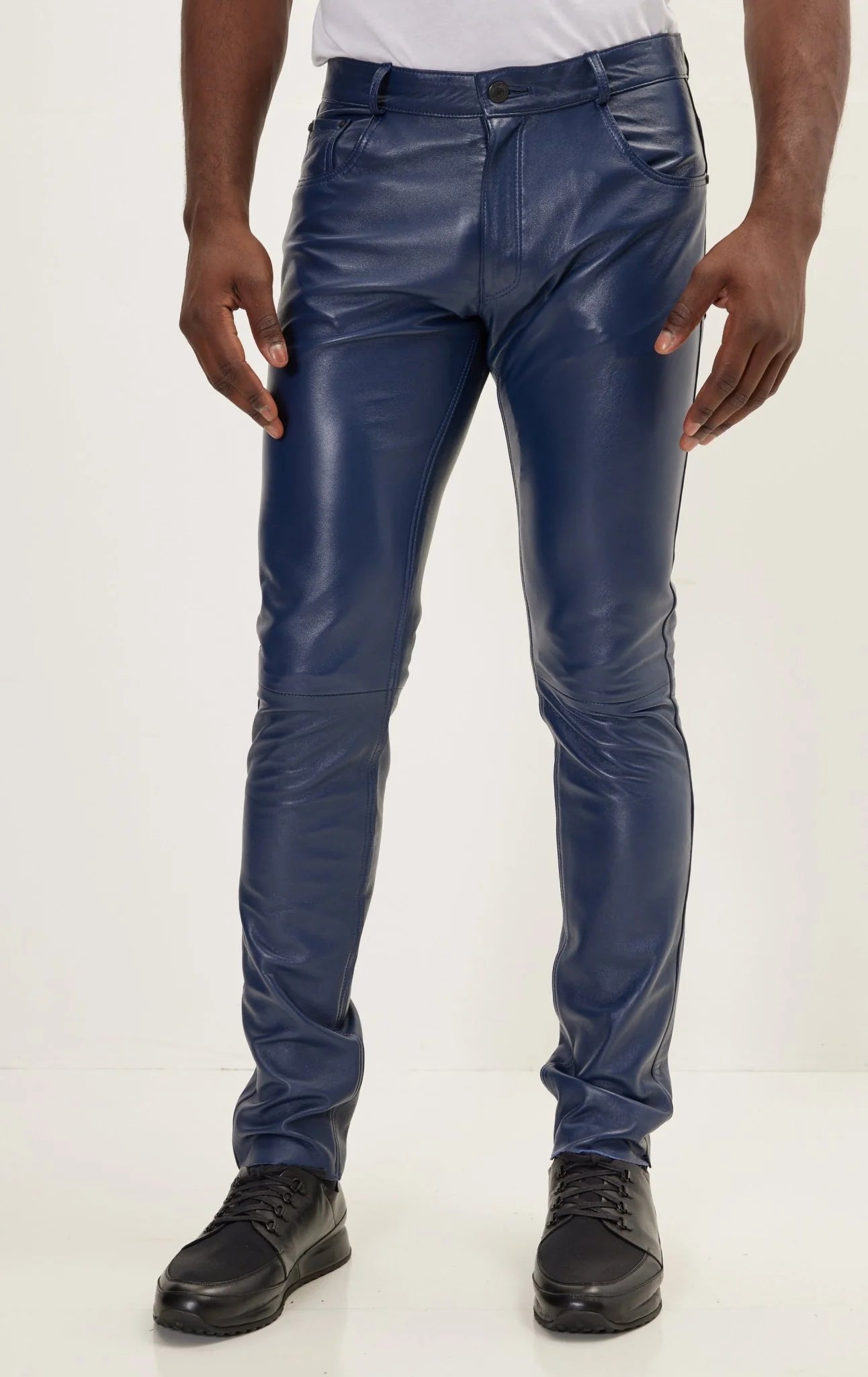 Men Genuine Leather Pant Brown SkinOutfit