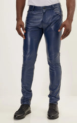 Men Genuine Leather Pant Brown SkinOutfit