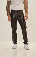 Men Genuine Leather Pant Brown SkinOutfit