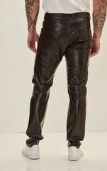 Men Genuine Leather Pant Brown SkinOutfit