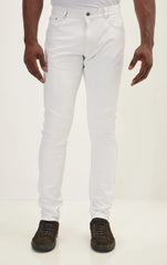 Men Genuine Leather Pant White SkinOutfit