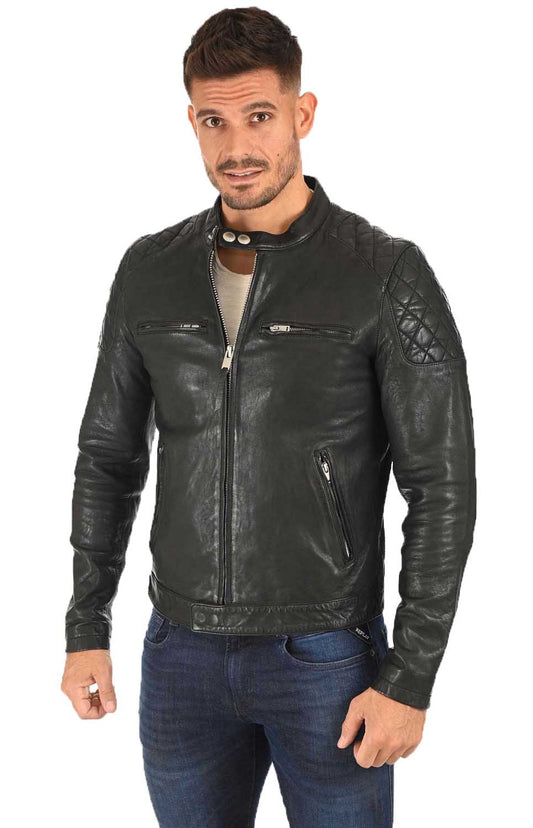 Men Genuine Leather Jacket MJ121 SkinOutfit