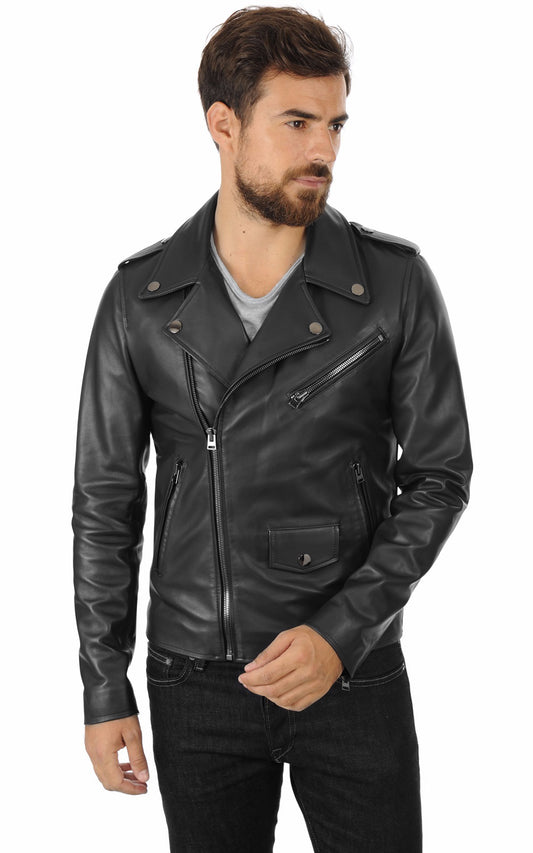 Men Genuine Leather Jacket MJ122 SkinOutfit