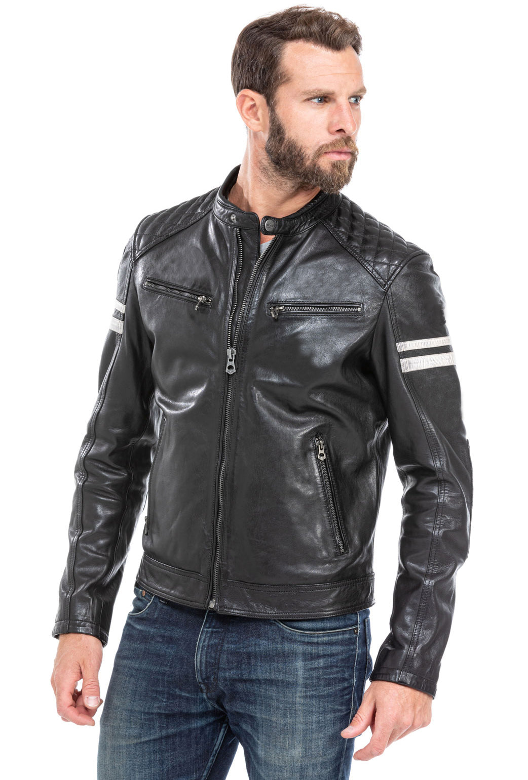 Men Genuine Leather Jacket MJ141 SkinOutfit