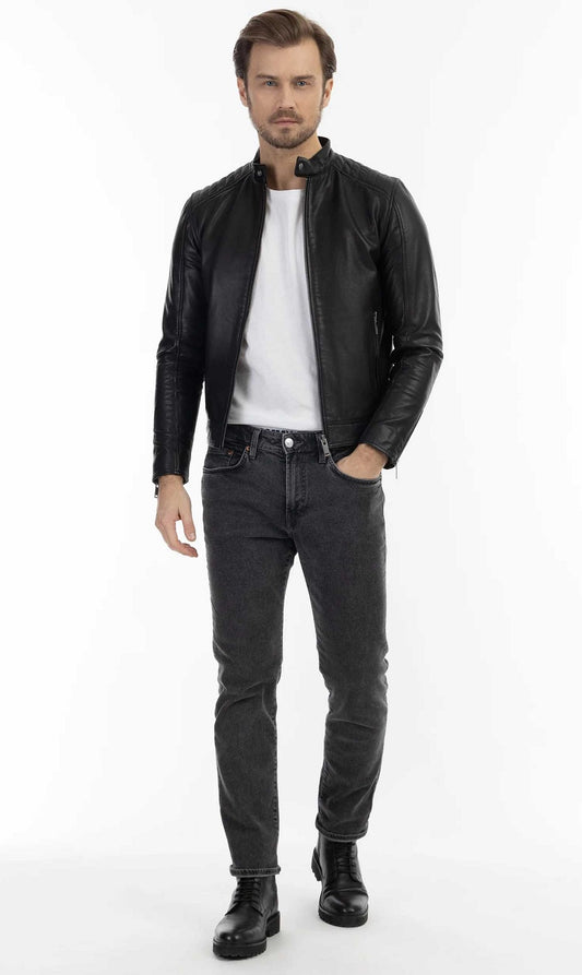 Men Genuine Leather Jacket MJ143 SkinOutfit