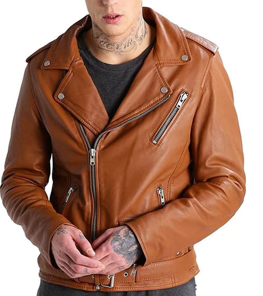 Men Lambskin Genuine Leather Jacket MJ484 SkinOutfit