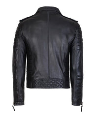 Men Motorcycle Leather Jacket Black SkinOutfit