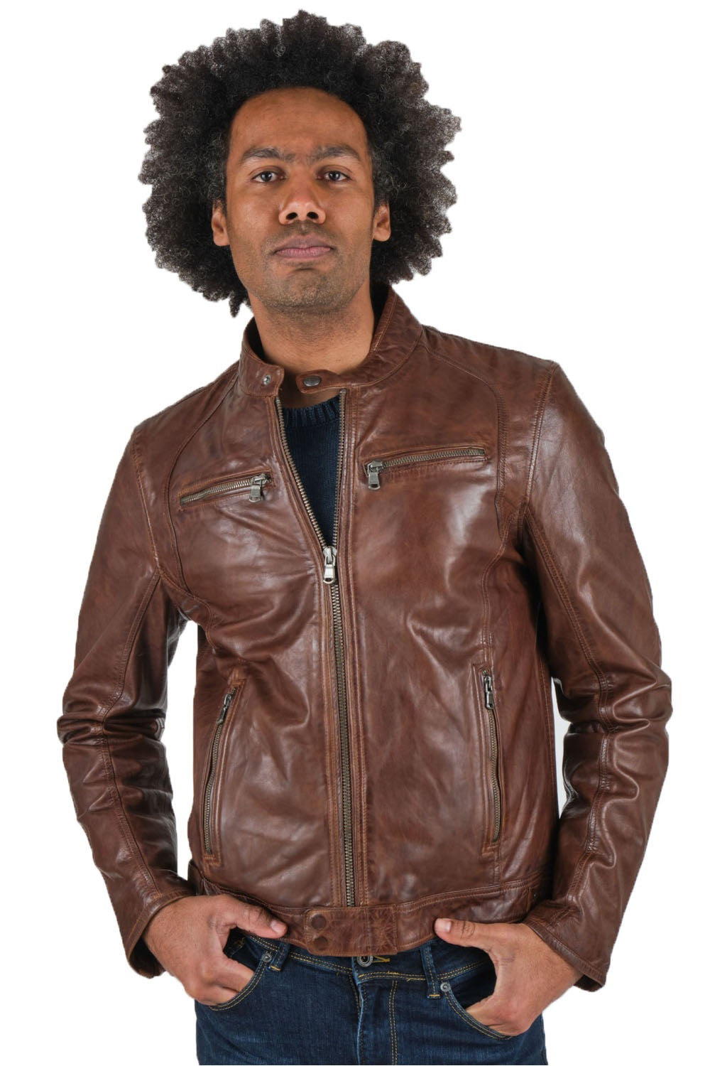 Men Genuine Leather Jacket MJ113 SkinOutfit