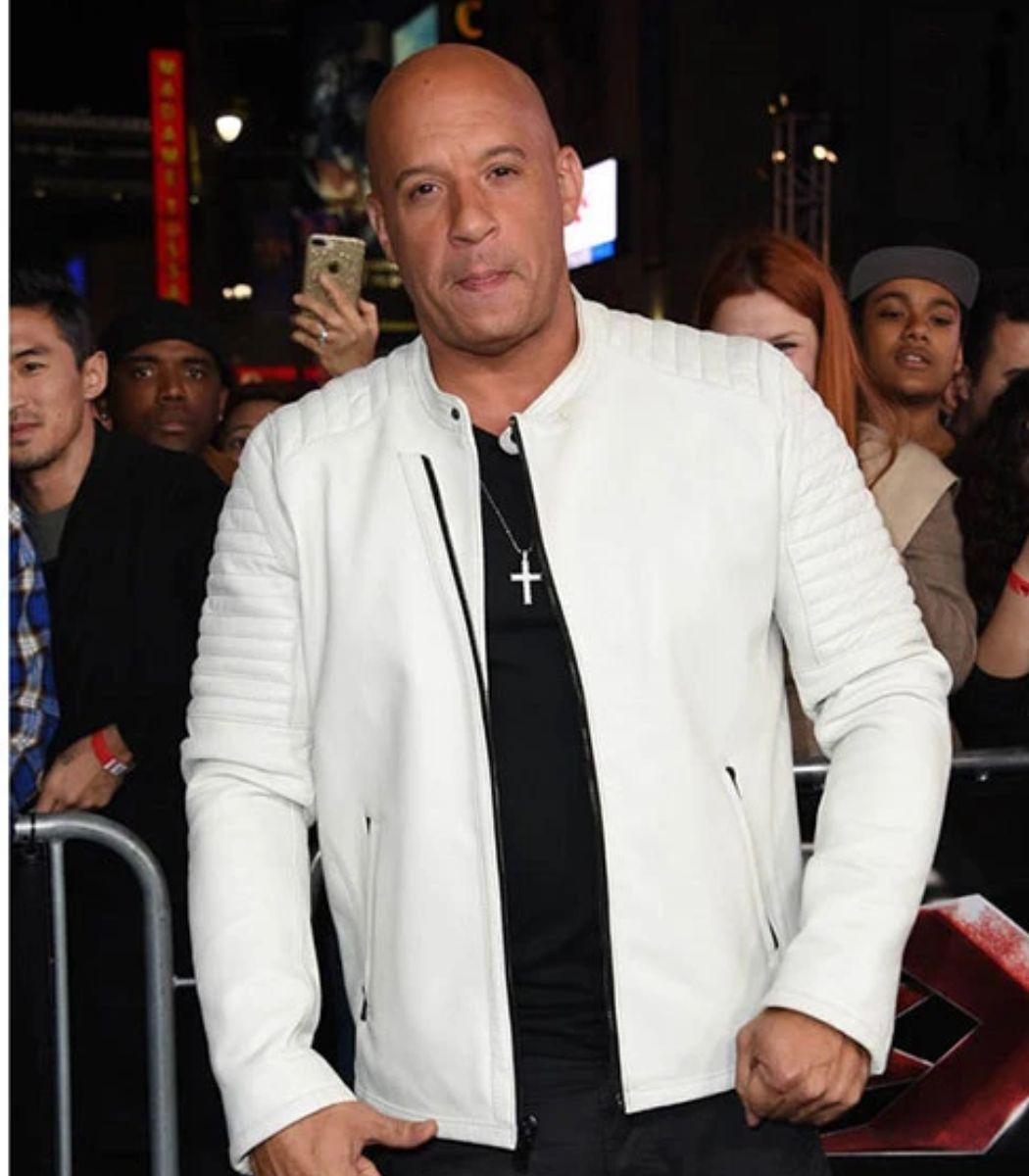 VIN DIESEL White Leather Jacket SkinOutfit