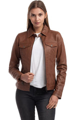 Women Genuine Leather Jacket WJ128 SkinOutfit