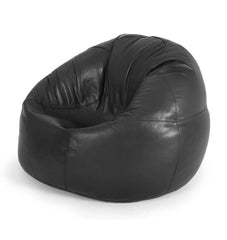 Genuine Leather Cowhide Recliner Beanbag Black SkinOutfit