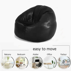 Genuine Leather Cowhide Recliner Beanbag Black SkinOutfit