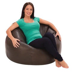 Genuine Leather Cowhide Recliner Beanbag Brown SkinOutfit