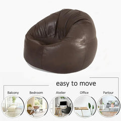 Genuine Leather Cowhide Recliner Beanbag Brown SkinOutfit