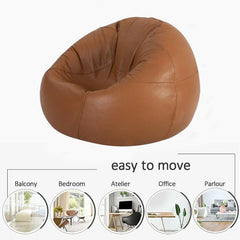 Genuine Leather Cowhide Recliner Beanbag Tan SkinOutfit