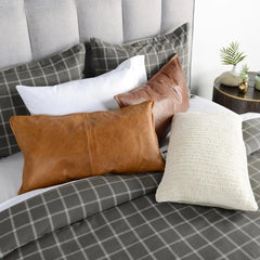 Genuine Leather Rectangle Pillow Cover 05 SkinOutfit