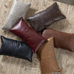 Genuine Leather Rectangle Pillow Cover 06 SkinOutfit