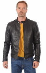 Men Genuine Leather Jacket MJ 08 freeshipping - SkinOutfit