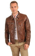 Men Genuine Leather Jacket MJ 15 freeshipping - SkinOutfit