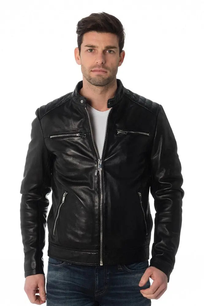 Men Genuine Leather Jacket MJ 18 freeshipping - SkinOutfit